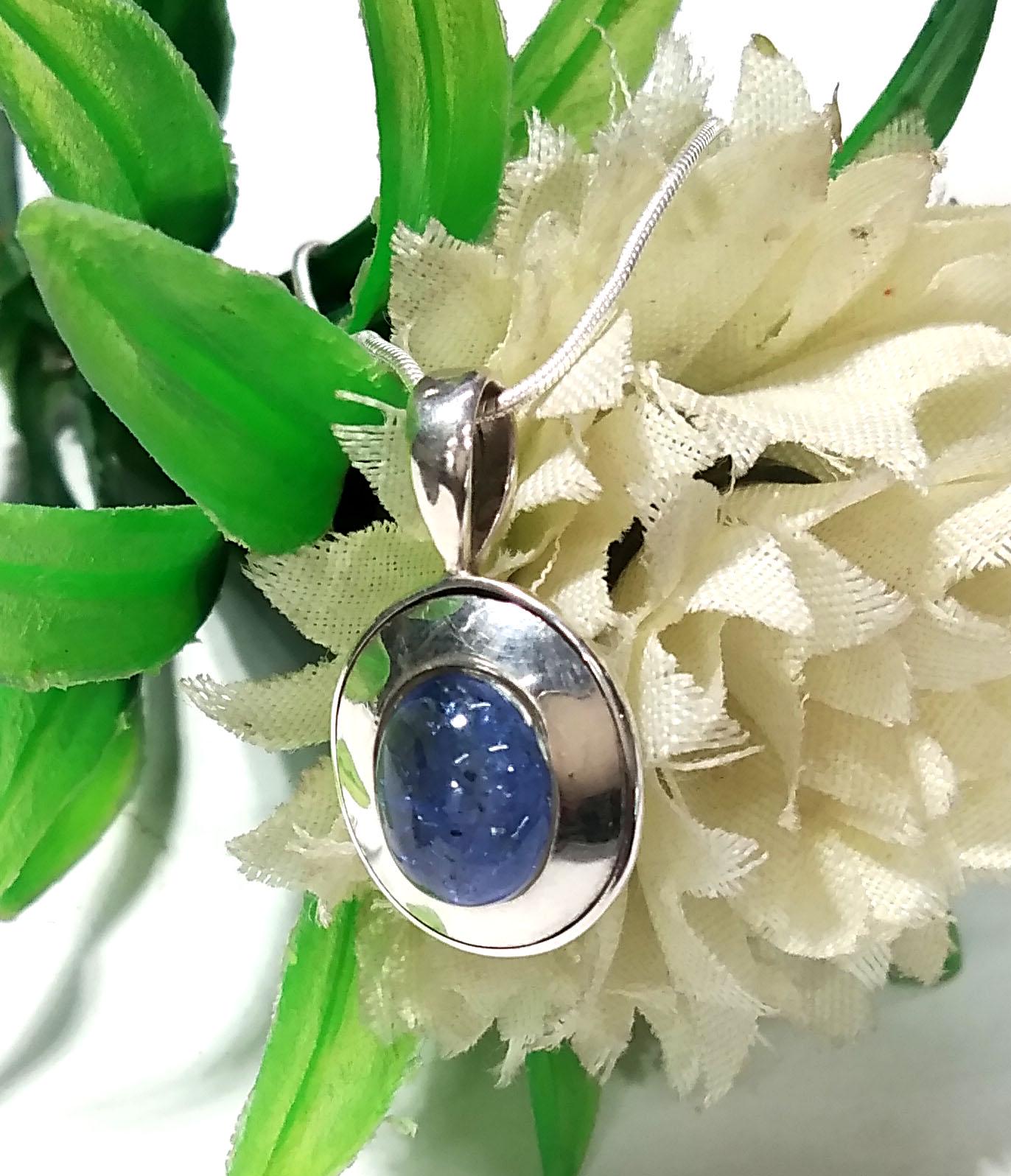 Natural Tanzanite Pendant, 925 Solid Sterling Silver Pendant Necklace, Tanzanite Necklace Chain, Dainty Oval Pendant, Blue Stone Pendant
